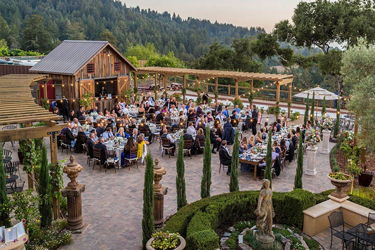 Outdoor dinner setup at Regale Winery